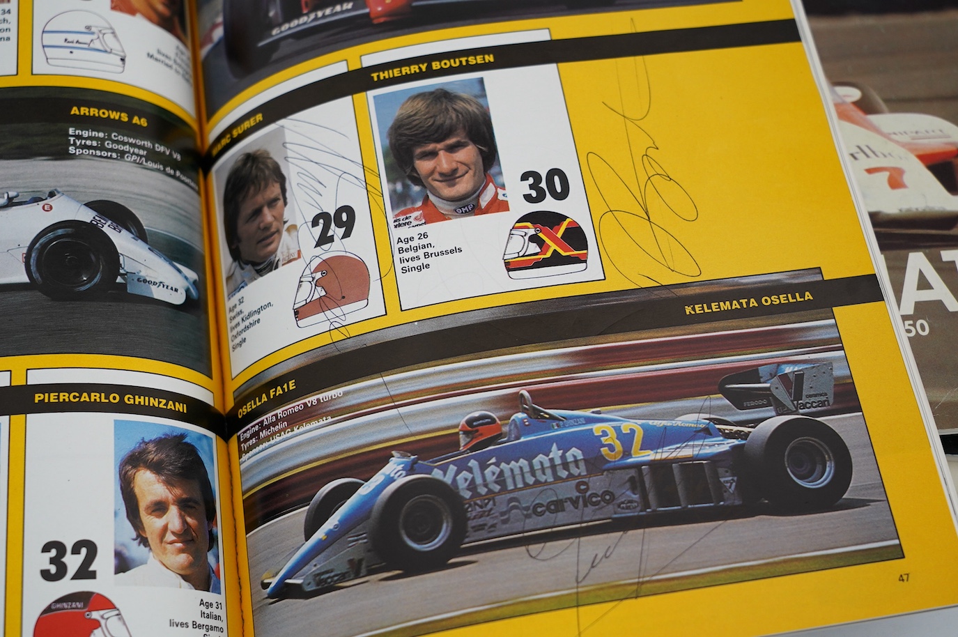 An archive of British Grand Prix memorabilia from Brands Hatch, including a collection of autographs, including Niki Lauda, John Watson, etc., all collected in a brands Hatch official program dated 1983 by the vendor who